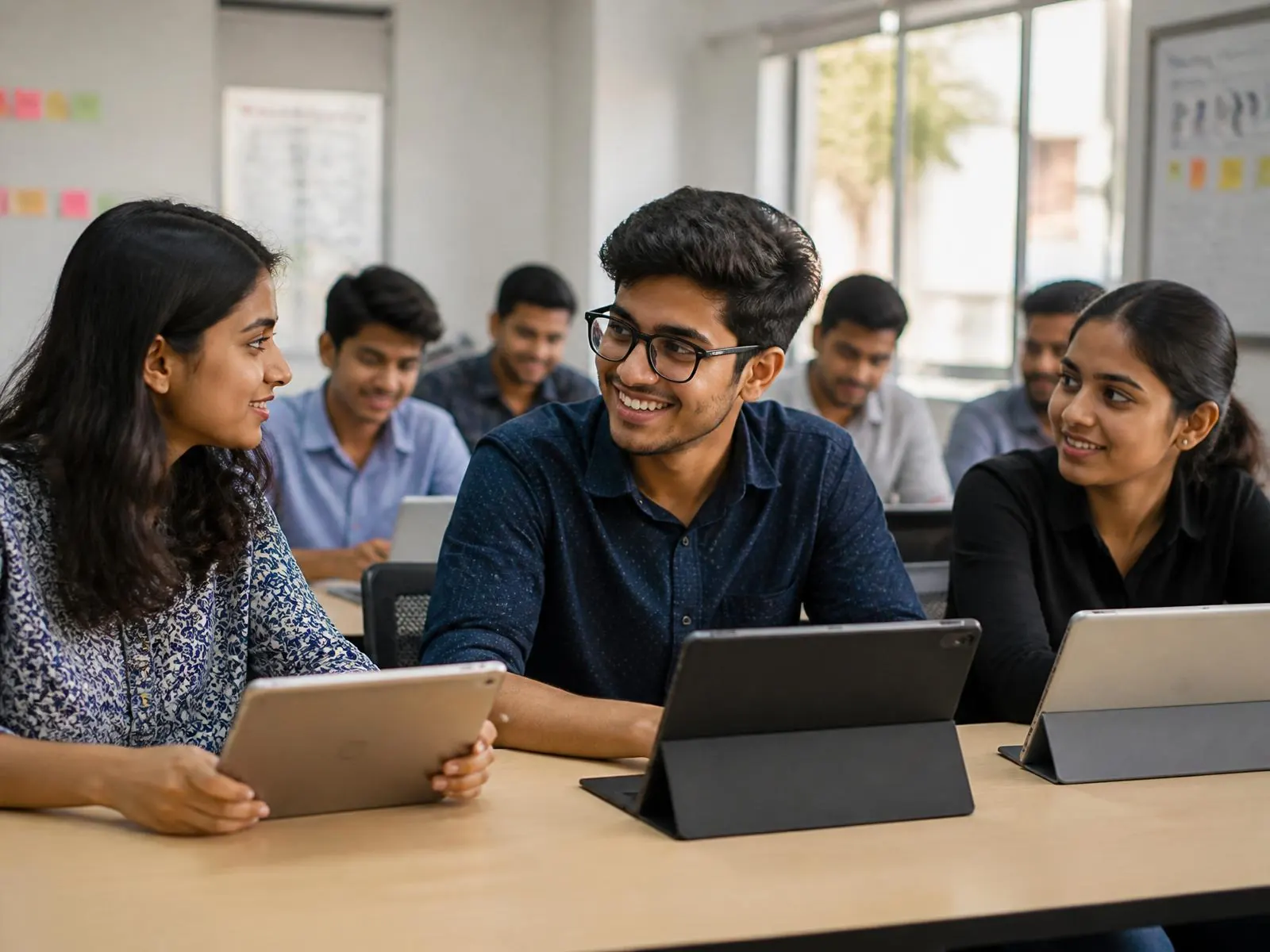 Students learning together in a classroom