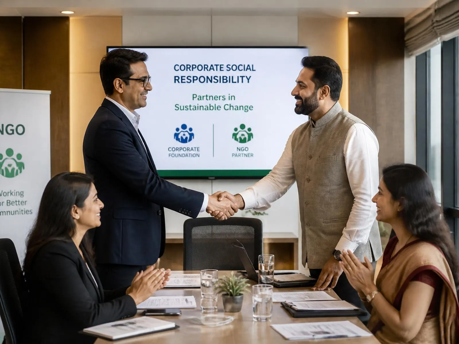 A corporate partnership meeting